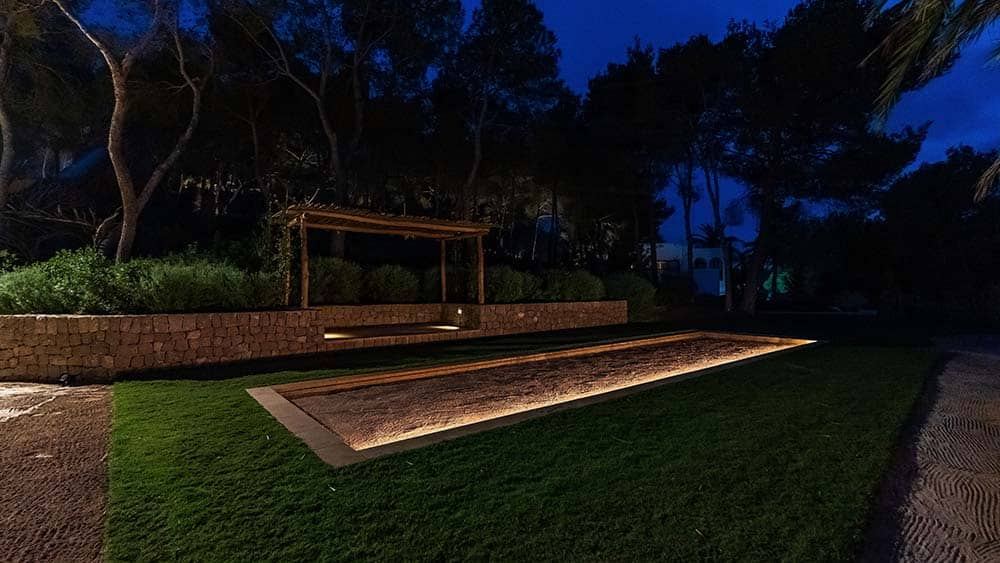 Can N Ibiza estate: garden deck at dusk (2)