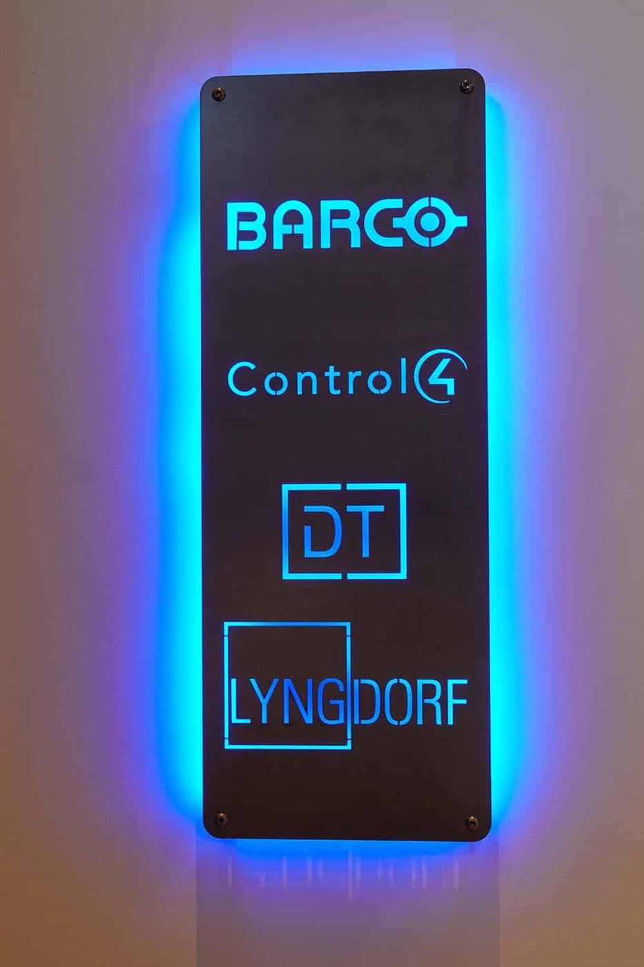 Concept Installations Ibiza showroom: Barco, Control4 and Lyngdorf sign